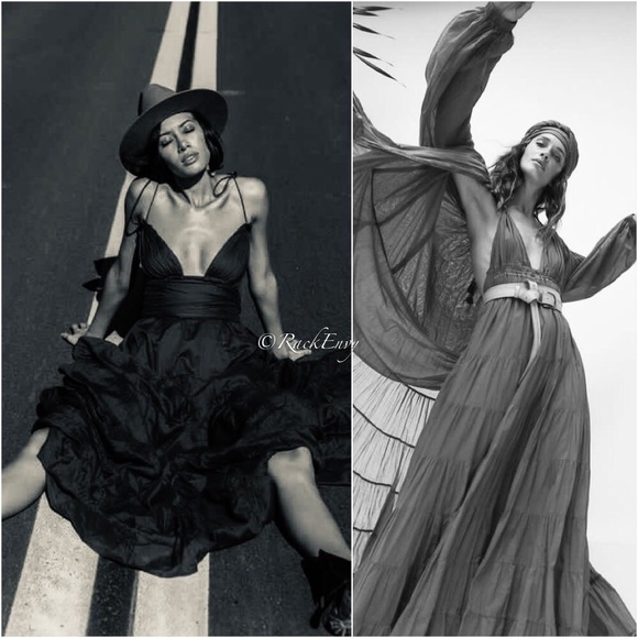 NWT ANTHROPOLOGIE ERIKA PEÑA LOLA RUMBA HALTER MAXI DRESS IN BLACK - Picture 6 of 8